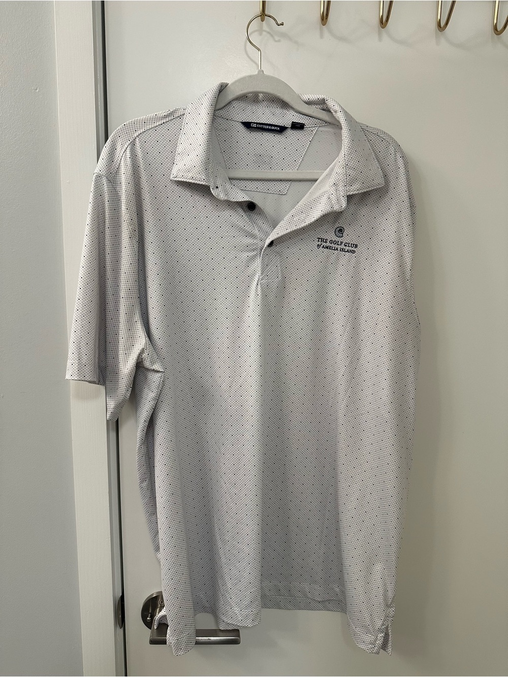 Cutter and Buck Club Crest Performance Polo Shirt - White with Micro Dot